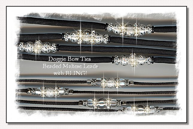  Beaded Dog Leads Kindness and Slip Leads-Black with crystal beading.