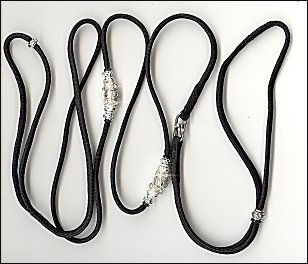Beaded  Dog Leads-Black paracord Slip Lead with crystal beading for Maltese
