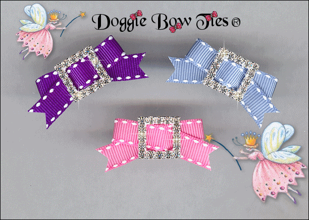 Rhinestone Buckle Dog Bow