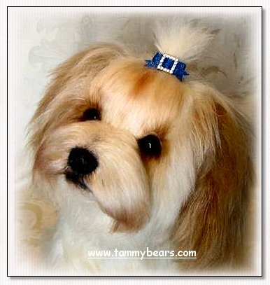 Soft Sculpture Havanese-rhinestone buckle dog bow