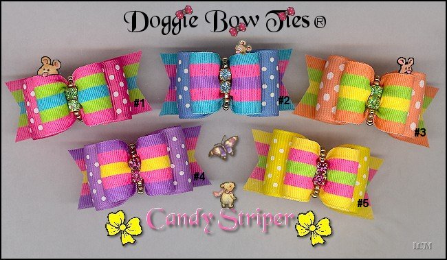 Candy Striper Dog Bows 