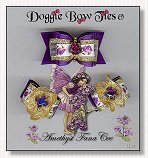 Dog Bows-Fana Cee Spun Gold Amethyst 