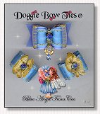Dog Bows-Fana Cee Spun Gold blue Angel 