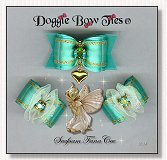 Dog Bows-Fana Cee Spun Sugar Seafoam Heart  