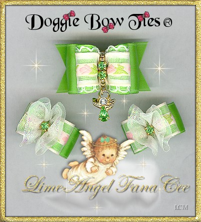 Fana Cee™ Spun Sugar Lime Angel dog bows 