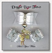 Dog Bows-Fana Cee™ Spun Silver White Heart 