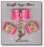 Dog Bows-Fana Cee Spun Gold Pink Heart 