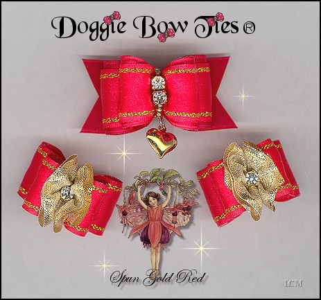 Fana Cee Spun Gold Red Heart dog bows