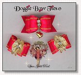 Dog Bows-Fana Cee Spun Gold Red Heart 