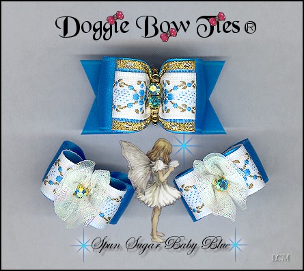 Fana Cee Spun Sugar Baby Blue dog bows 