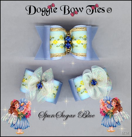 Fana Cee Spun Sugar Blue dog bows