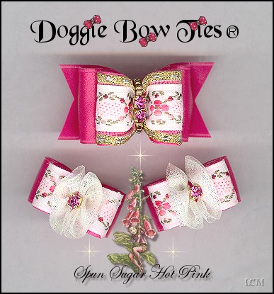 ana Cee Spun Sugar Hot Pink dog bows