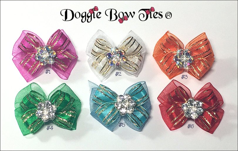 Dog Bows-Organza Barrette Dog Bow, 1 inch