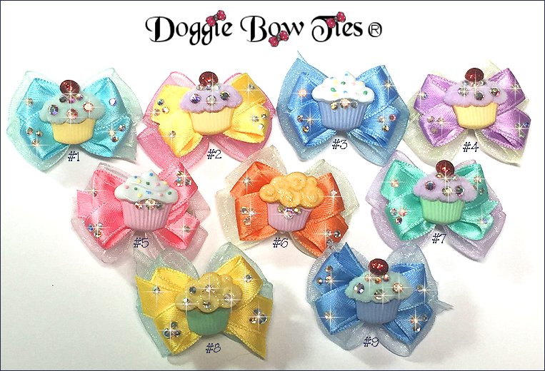 Dog Bows-Boutique Barrette Cupcake Dog Bows, 1 inch