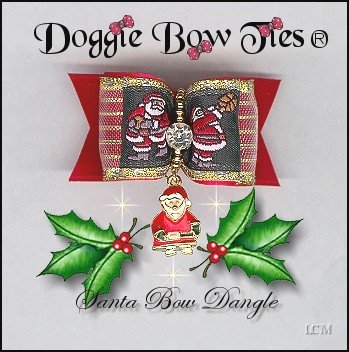Red Santa Bow Dangle Dog Bows