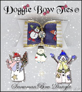 White and Navy Snowman Bow Dangle Dog Bows
