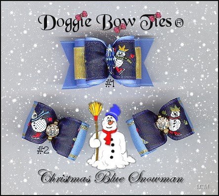 Christmas Blue Snowman Bog Bows