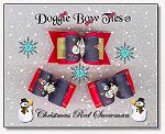 Dog Bow-Christmas Red Snowman 
