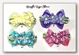 Dog Bows-Boutique style barrette diog bows, floral