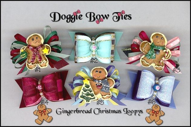 Gingerbread Christmas Loopy Dog Bows