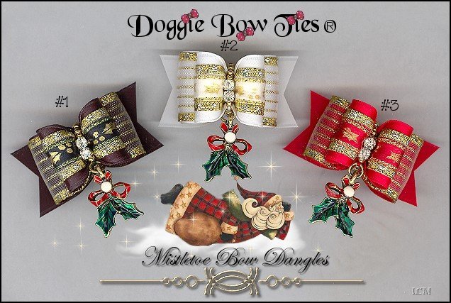 Mistletoes Bow Dangles Dog Bows