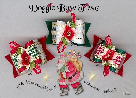 Silk Poinsettia I Dog Bows