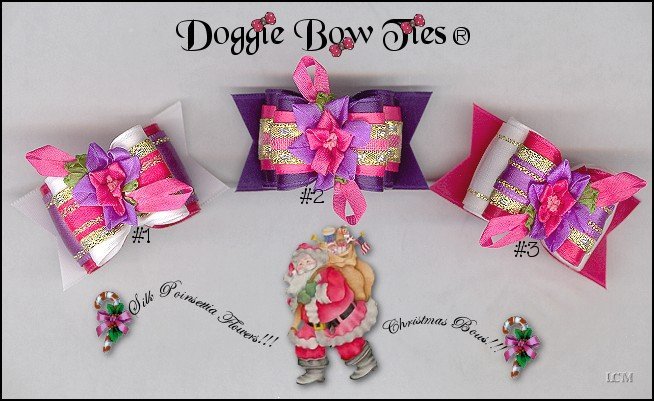 Silk Poinsettia II Dog Bows