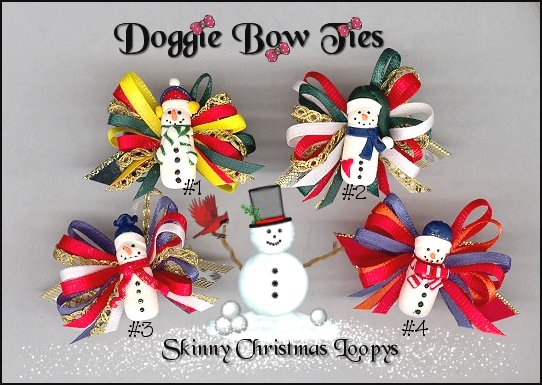 Skinny Snowman Loopy Dog Bows