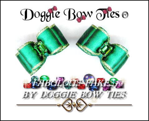 Fabulous Fakes Emerald  Dog Bows