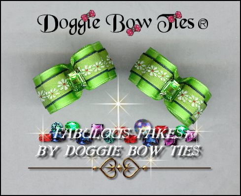 Fabulous Fakes Lime Peridot Dog Bows