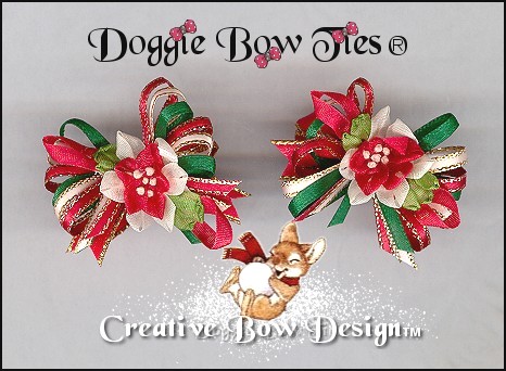 Poinsettia Loopy Dog Bows