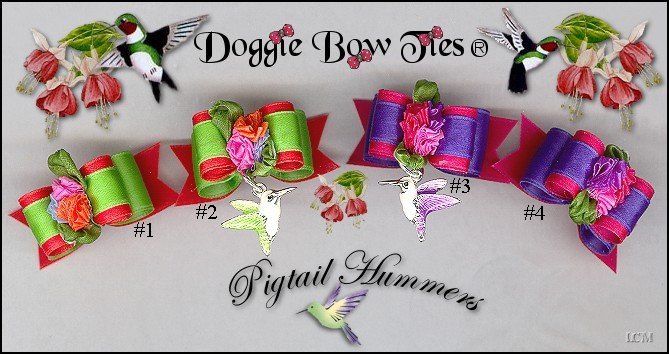 Petline Bright Pigtail Hummers Dog Bows 
