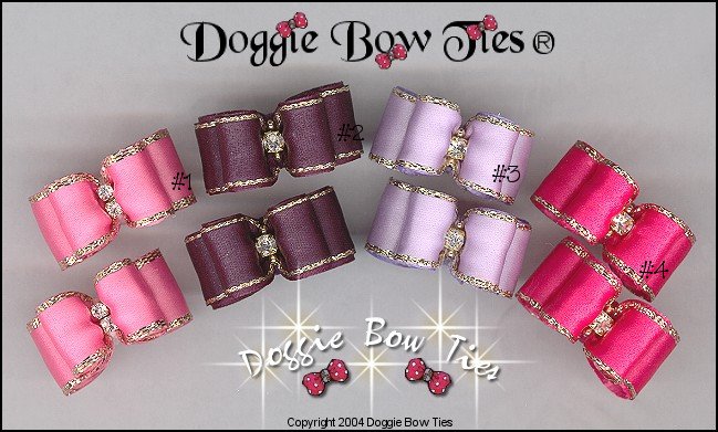 Petline Satin and Gold II Dog Bows