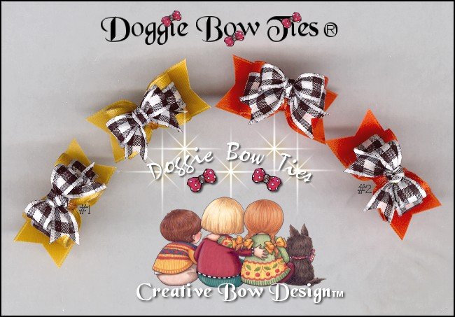 Petline Tiny Ties Autumn Checkers Dog Bows