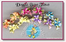Puppy Dog Bows-Itsy Bitsy Flower Silkies, satin, gold edge