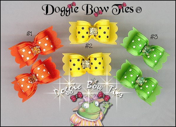 Dots II Citrus Dog Bows 