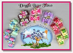 Puppy Dog Bows-Wildflower Silkies Flowers, dotted swiss