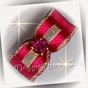 Dog Bow- with 8mm Fuchsia Heart