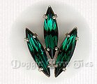 15x4mm navette Sew-On Rhinestones-Emerald