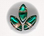 15x7mm Navette Sew-On Rhinestones-Emerald Gold Comet