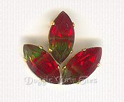 15x7mm Navette Sew-On Rhinestones-Vintage Red & Green