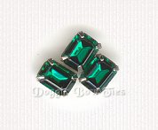 Octagon 6x8mm  Sew-On Rhinestones- Emerald