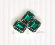 Octagon 6x8mm Sew-On Rhinestones- Emerald