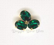 6x8mm Oval Sew-On Rhinestones-Emerald