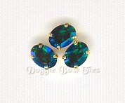 6x8mm Oval Sew-On Rhinestones-Emerald AB