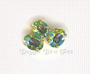 6x8mm Oval Sew-On Rhinestones-Peridot AB