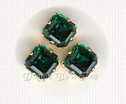 Sew-On Rhinestones-Emerald Square 8mm