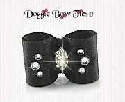 Dog Bow-Baby Dog Bows-Sparkle Satin w/Crystal-Black