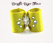 Dog Bow-Baby Dog Bows-Sparkle Satin w/Crystal-Daffodil