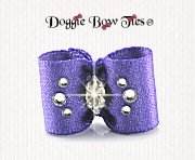 Dog Bow-Baby Dog Bows-Sparkle Satin w/Crystal-Delphinium